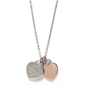 Tiffany & Co. Return to Tiffany Sterling Silver Rubedo Double Heart Tag Necklace
